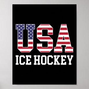 Usa Vlag Hockey Speler - Amerikaans Usa IJshockey Poster
