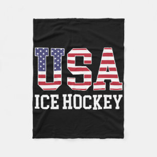 Usa Vlag Hockey Speler - Amerikaanse Usa IJshockey Fleece Deken
