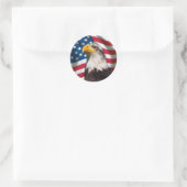 USA Vlag met Bald Eagle Ronde Sticker (Tas)