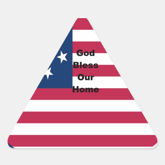 USA vlag met God Zegen ons Home tekst kunst ontwer Driehoek Sticker (Voorkant)