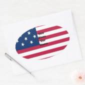 USA vlag met God Zegen ons Home tekst kunst ontwer Ovale Sticker (Envelop)