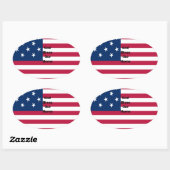 USA vlag met God Zegen ons Home tekst kunst ontwer Ovale Sticker (Vel)