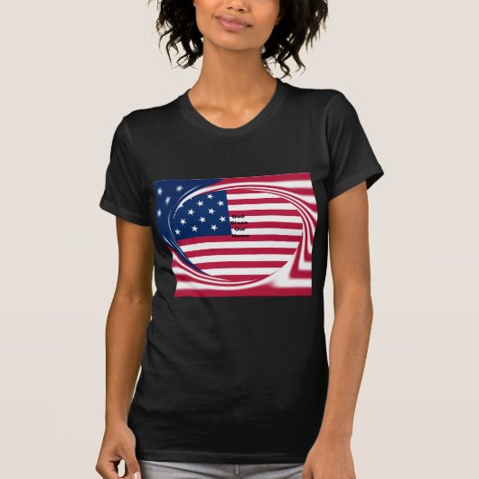 USA vlag met God Zegen ons Home tekst kunst ontwer T-shirt (Voorkant)