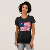 USA vlag met God Zegen ons Home tekst kunst ontwer T-shirt (Voorkant volledig)