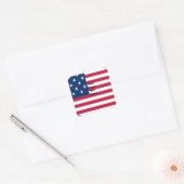 USA vlag met God Zegen ons Home tekst kunst ontwer Vierkante Sticker (Envelop)