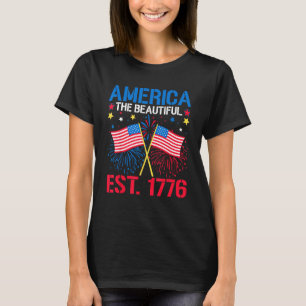 USA Vlag Patriottisch 4 juli Amerika 1776 Mannen W T-shirt