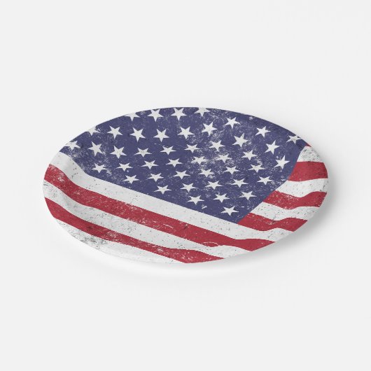 USA Vlag Patriottisch Amerikaans Rood Wit Blauw Papieren Bordje (Gekanteld)