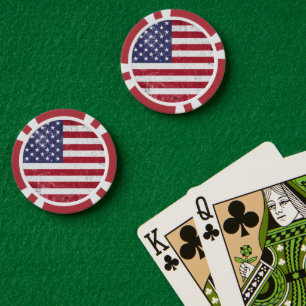 USA Vlag Patriottisch Amerikaans Rood Wit Blauw Poker Chips