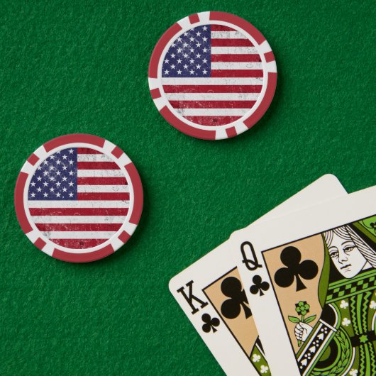  USA Vlag Patriottisch Amerikaans Rood Wit Blauw Poker Chips (Pokertafel (Dubbel))