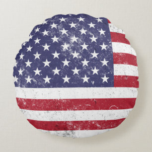 USA Vlag Patriottisch Amerikaans Rood Wit Blauw Rond Kussen