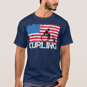 USA Vlag Rolstoel Curling Rock Curler T-shirt