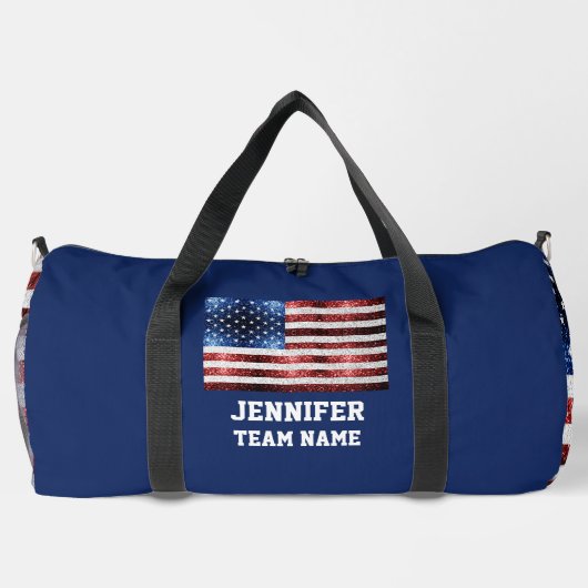 USA vlag rood wit blauw sparkles Custom team naam Plunjezak (Achterkant)
