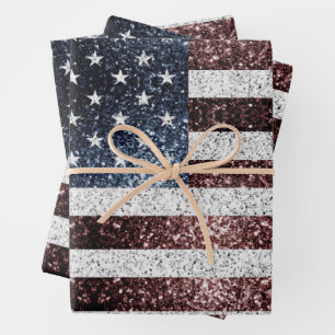 USA vlag rustiek rood wit blauw fonkelt glitters Inpakpapier Vel