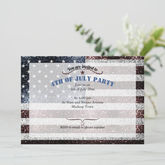 USA vlag rustiek rood wit blauw sparkles 4 juli Kaart (Staand voorkant)