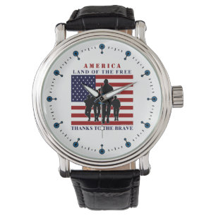 USA Vlag Soldaten Land van Gratis Horloge