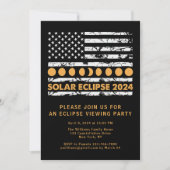 USA Vlag Totaal Zonne-Verduistering 4/8/24 Bezicht Kaart (Voorkant)