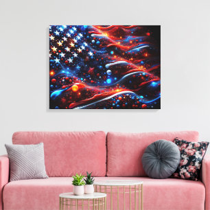 USA Vlag Verf Spletters Canvas Afdruk