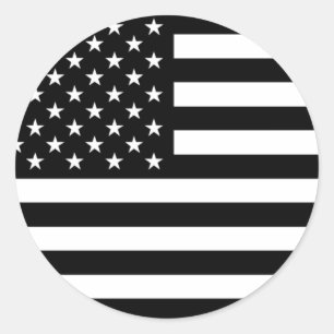 USA Vlag - Zwart-wit stencil Ronde Sticker