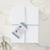 USA Vlaggen Patriottisch Monogram Crest Trouwdouch Cadeaulabel (Met Touw)