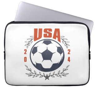 USA Voetbal 2024 Stars & Laurel Wreath Laptop Sleeve