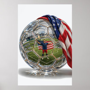 USA Voetbal Glorie Kristallen Bol Kunst Poster