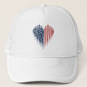 USA Voetbal Hart Patriottisch Drip Vlag Gevechtsvl Trucker Pet