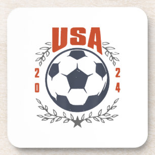 USA Voetbalbal 2024 Sterren & Laurierkrans Vintage Bier Onderzetter