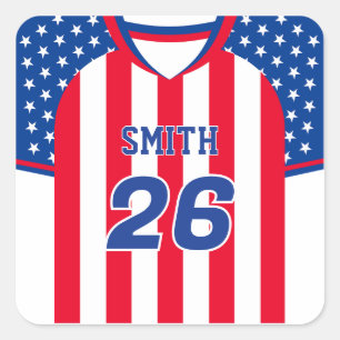 USA Voetbalshirt Aangepaste Naam Nummer Sticker