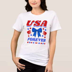 USA Voor altijd Blauwe Gingham Strik Tri-Blend Shirt