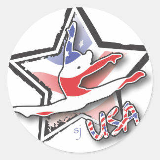 USA Vrouwengymnastiek Ronde Sticker
