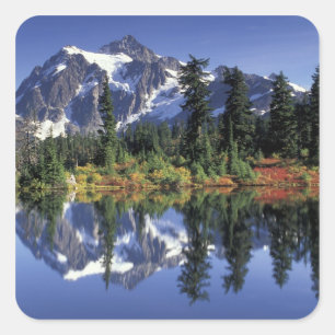 USA, WA, Heather Meadows RA. Shuksan monteren op Vierkante Sticker