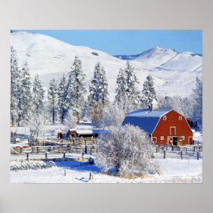 USA, Washington, Methow Valley, Barns in Poster