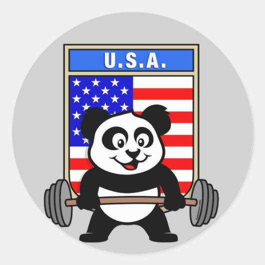 USA Weightlift Panda Ronde Sticker (Voorkant)
