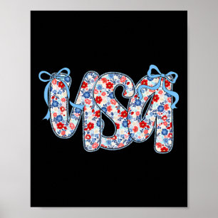Usa Wilde Bloem Coquette Boog Amerikaanse Patriott Poster