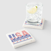 USA Zwemkunstwerk voor een zwemmer Stenen Onderzetter (Zijkant)