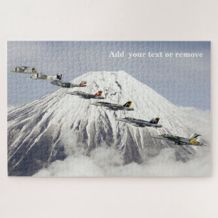USAF-vliegtuig in formatie boven de berg Fuji Japa Legpuzzel