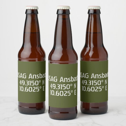 USAG Ansbach Latitude Longitude Bier Etiket (Flessen)
