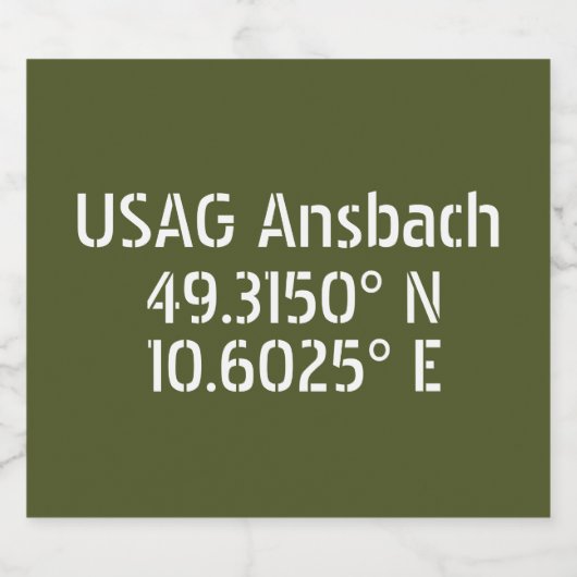 USAG Ansbach Latitude Longitude Bier Etiket (Enkel label)