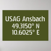 USAG Ansbach Latitude Longitude Poster (Voorkant)