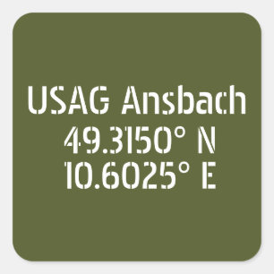 USAG Ansbach Latitude Longitude Vierkante Sticker