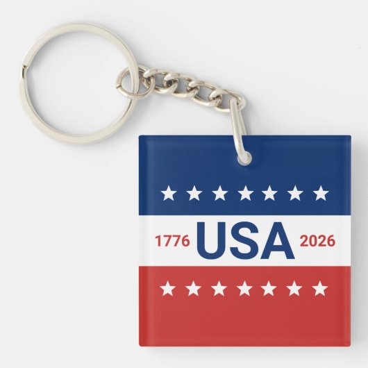 USA's 250th Anniversary 1776 2026 Red White Blue Sleutelhanger (voorkant)