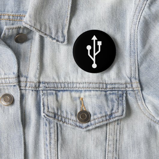 USB logo computer geek knoppenbadge Ronde Button 5,7 Cm (In situ)