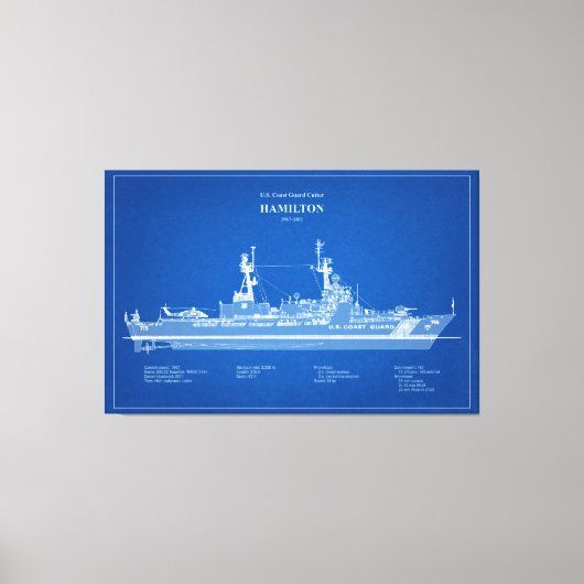 USCG Cutter Hamilton whec-715 - ABD Canvas Afdruk (Voorkant)