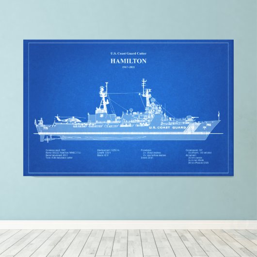 USCG Cutter Hamilton whec-715 - ABD Canvas Afdruk (Insitu (Houten vloer))