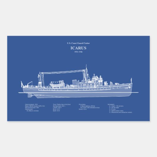 USCG Cutter Icarus wpc-110 - ABD Rechthoekige Sticker (Voorkant)