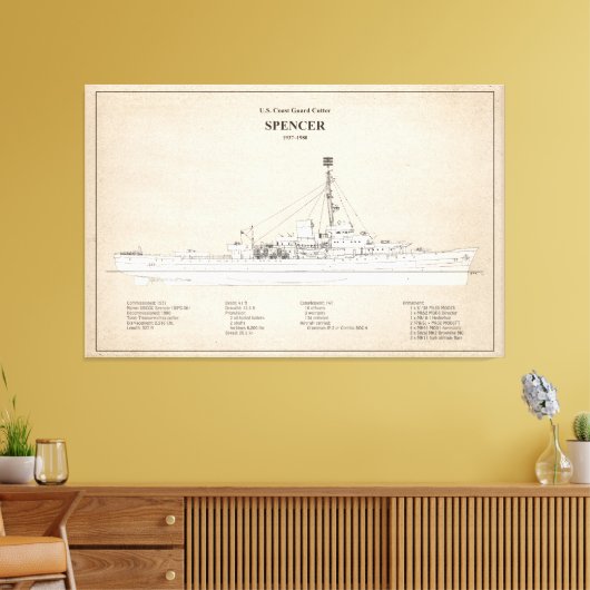 USCG Cutter Spencer wpg-36 - SBD Canvas Afdruk (Insitu (Woonkamer))