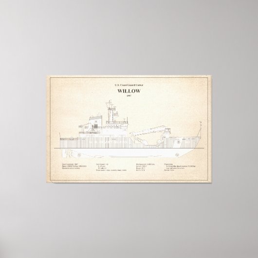 USCG Cutter Willow WLB-202 - SBD Canvas Afdruk (Voorkant)