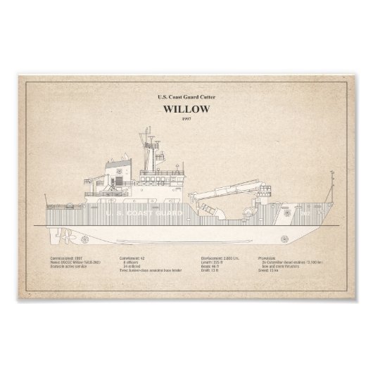 USCG Cutter Willow WLB-202 - SBD Foto Afdruk (Voorkant)