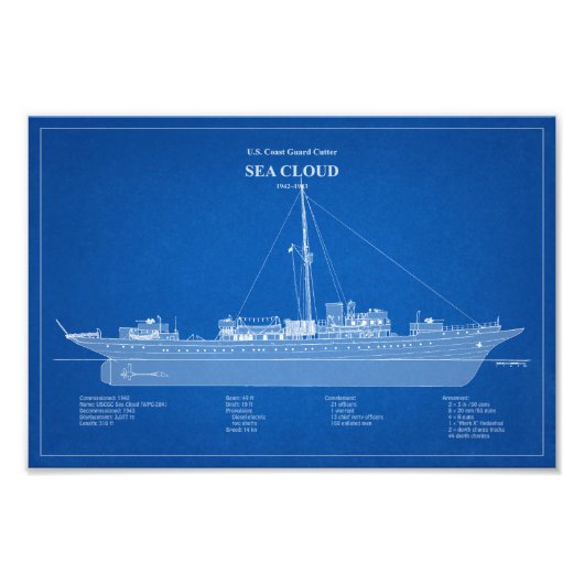 USCG Cutter Zee Cloud wpg-284 - ABD Foto Afdruk (Voorkant)