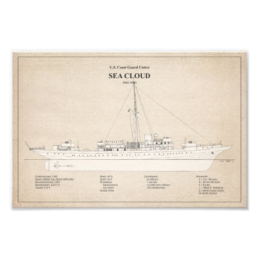 USCG Cutter Zee Cloud wpg-284 - SBD Foto Afdruk (Voorkant)
